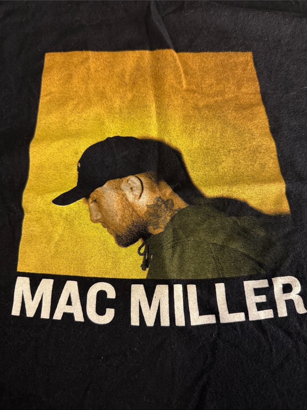 Black Short Sleeve Graphic Tee with Yellow Artwork - Mac Miller